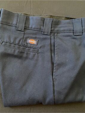 Dickies Black Straight-Leg Work Pants with Logo Patch Item# DI109
